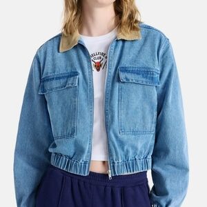 Netflix Blue Jean Jacket with Tan Collar No Patches